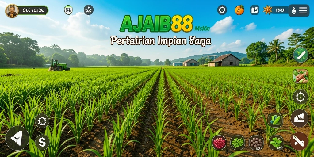Tampilan gameplay AJAIB88 dengan aktivitas bertani yang seru.