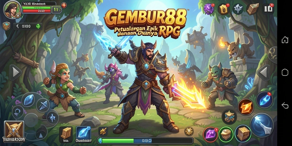 Tampilan gameplay RPG yang seru dan menantang di GEMBUR88.